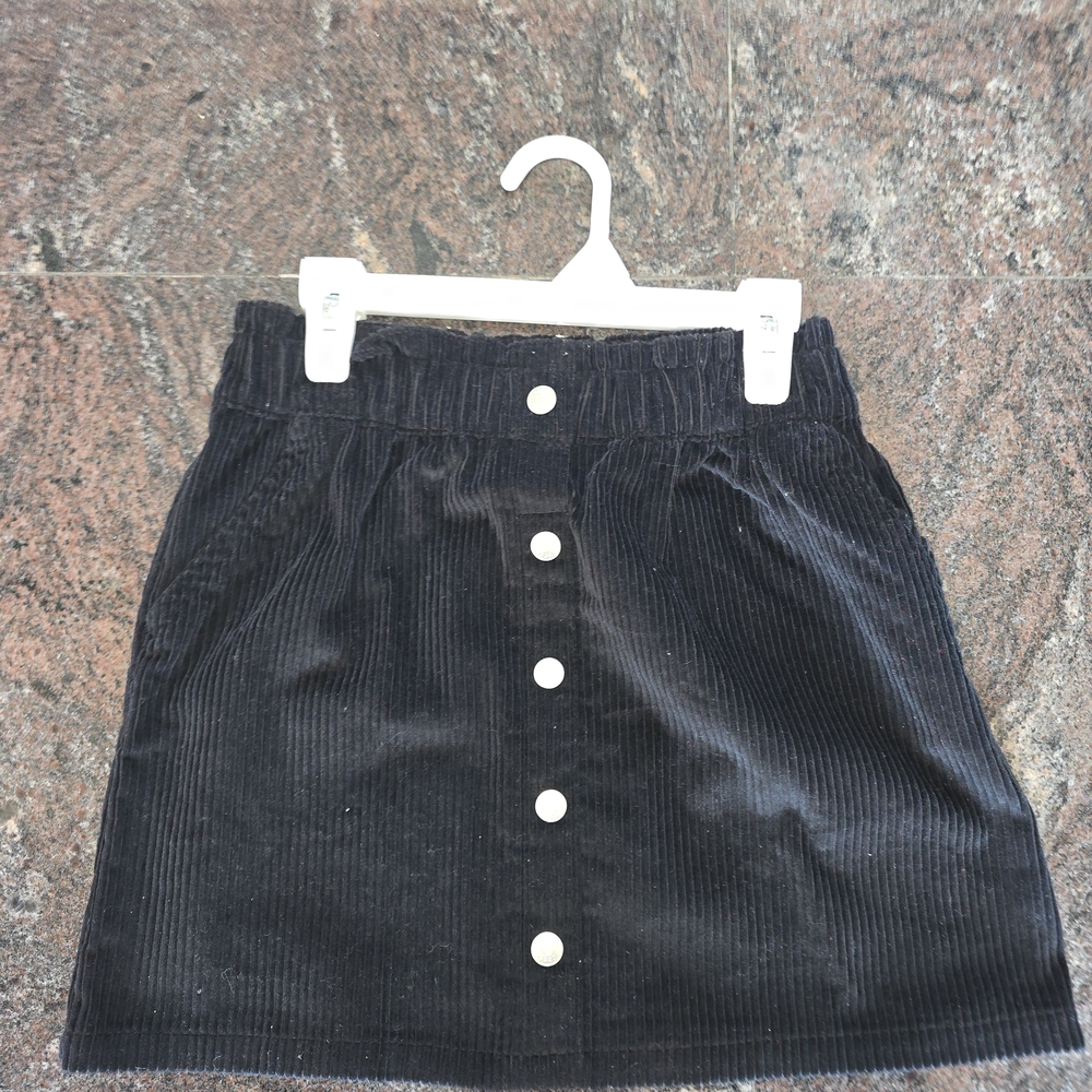 Black Button-Front Corduroy Skirt - Women